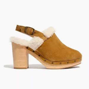 Madewell Lesley Shearling Suede Slingback Clogs
